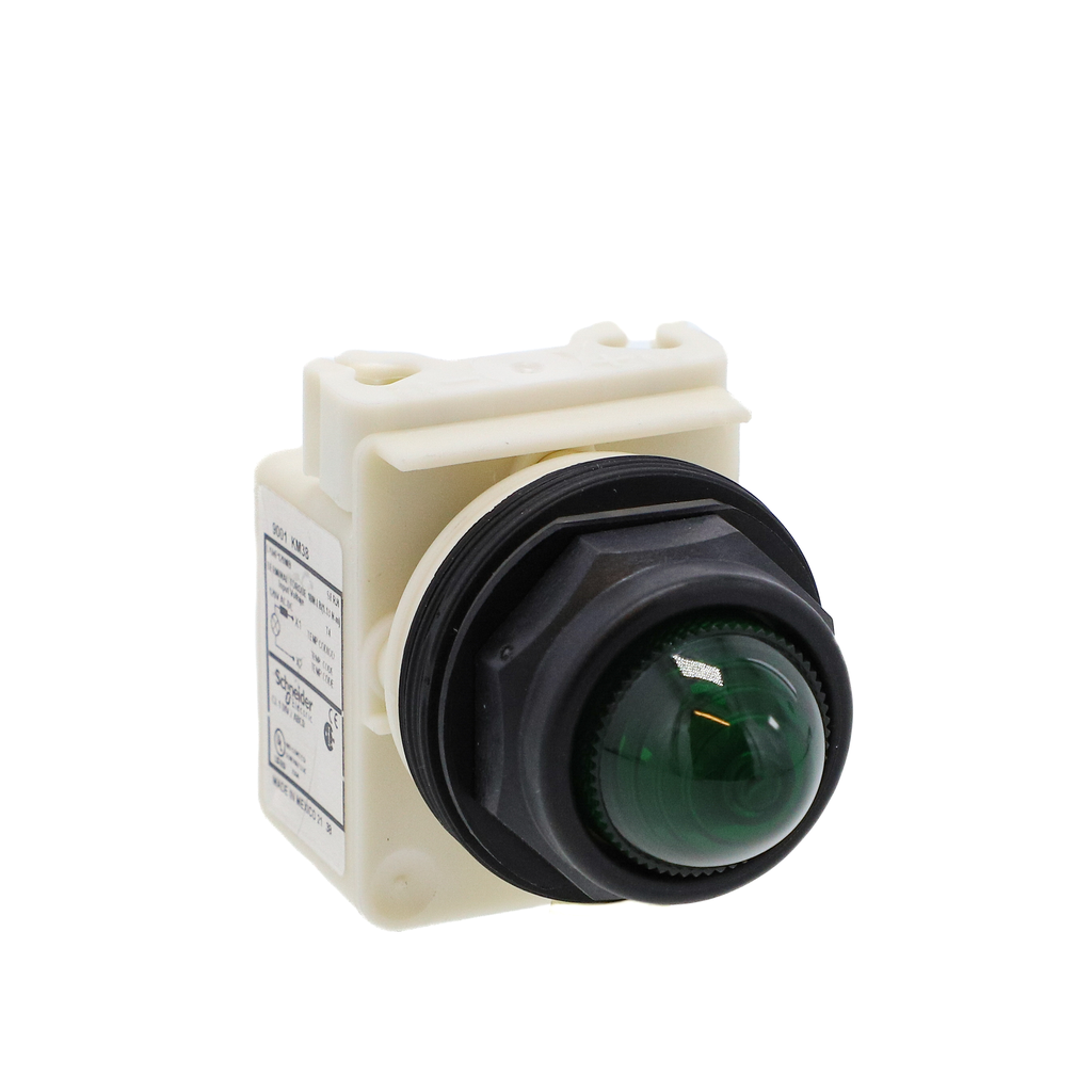9001SKP38G9 – Pilot light, Harmony 9001SK, plastic, polycarbonate, domed, green, 30mm, 120V