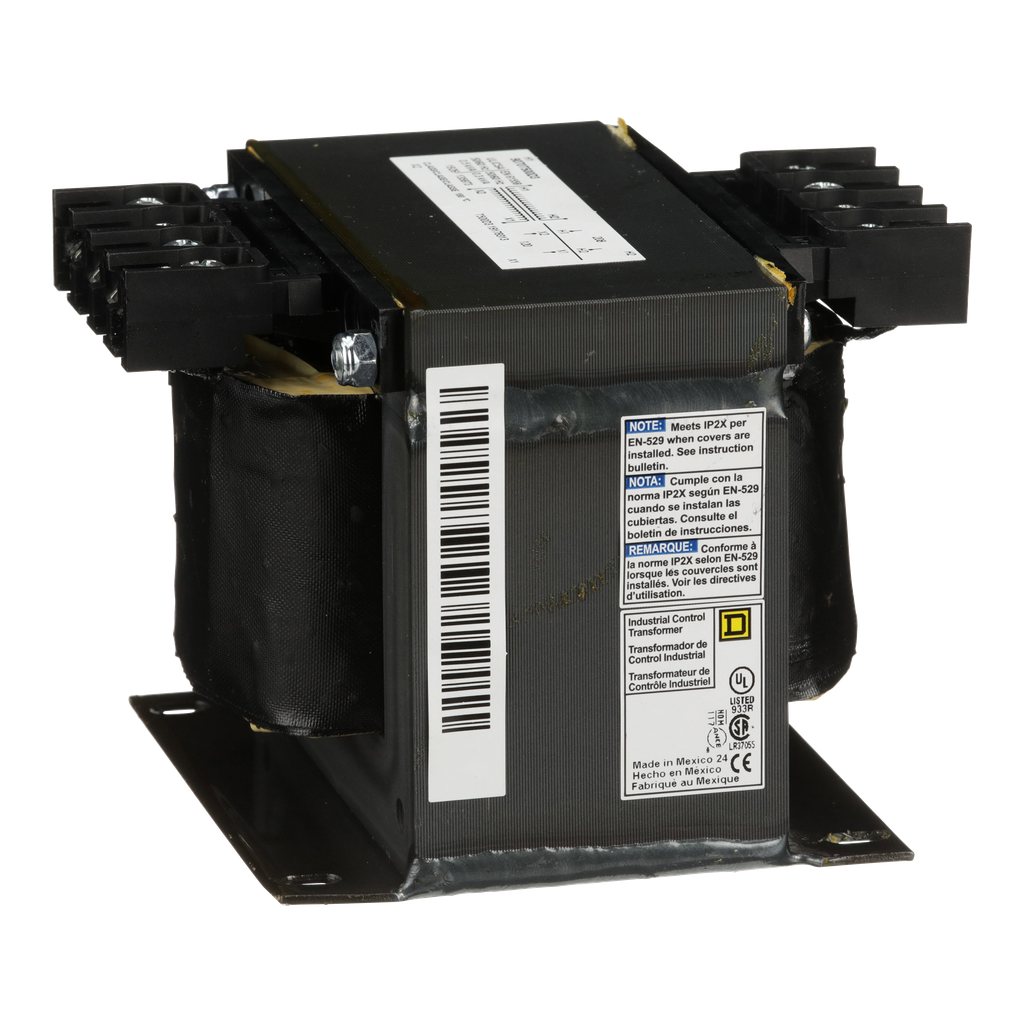 9070T500D3 – Transformer, Type T, industrial control, 500VA, 1 phase, 208V primary, 120V secondary, 115C rise