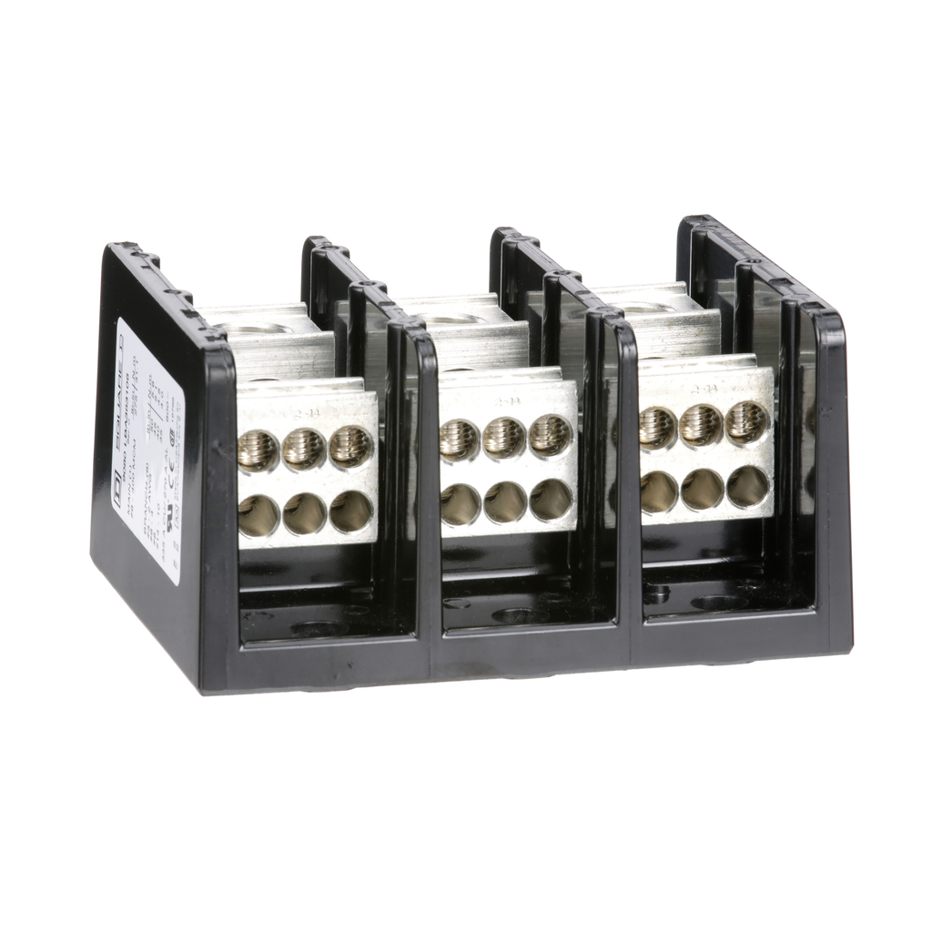 9080LBA363106 – Power distribution block, Linergy, 3 pole, 1 line, 6 load, 335A Cu, 270A Al, 600V