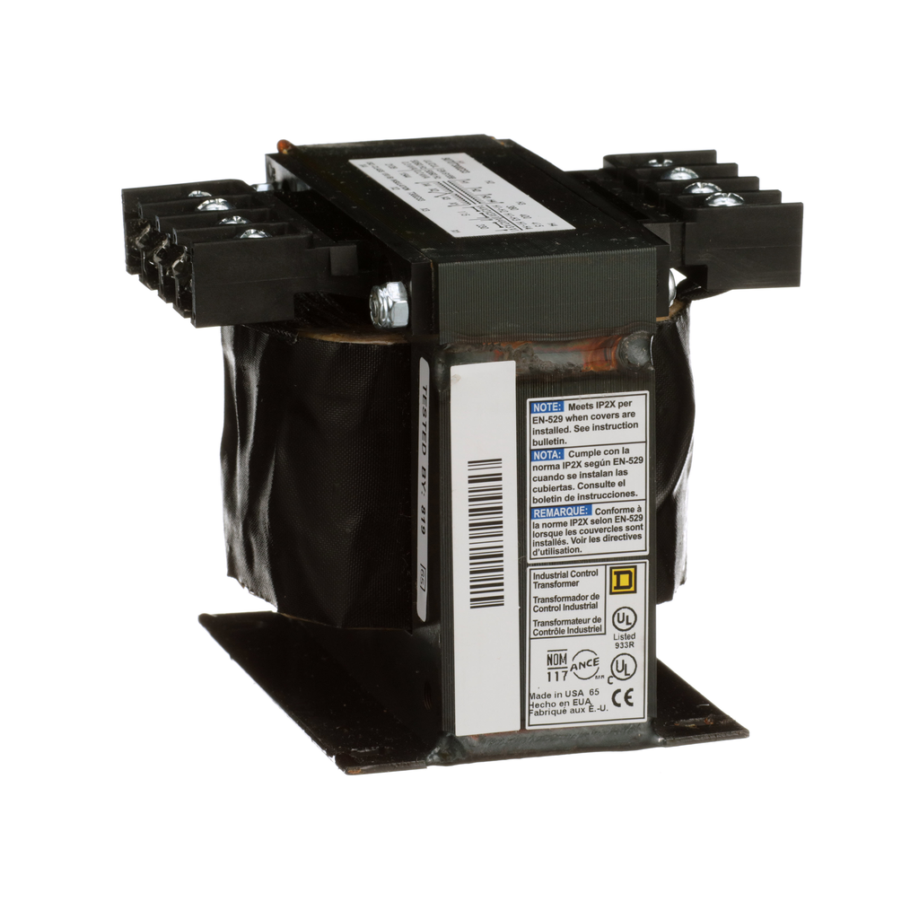 9070T300D33 – Transformer, Type T, industrial control, 300VA, 1 phase, 380/400/415V primary, 115/230V secondary, 80C rise