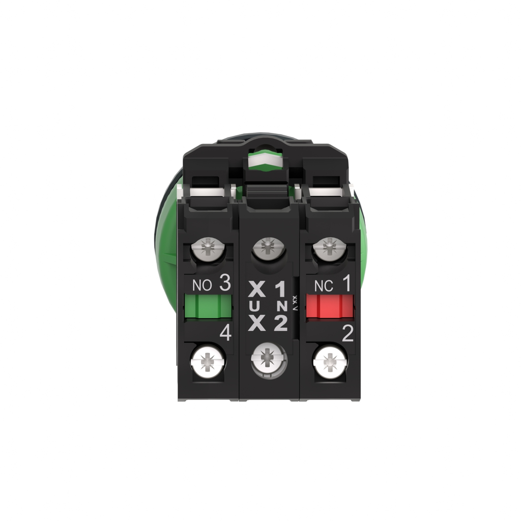 Mayer-DDS-Illuminated selector switch, Harmony XB5, grey plastic, green handle, 30mm, universal LED, 2 positions, 1NO + 1NC, 230...240V AC-2