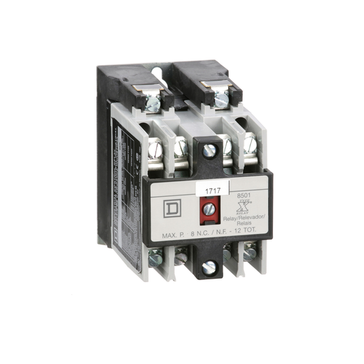 Product image for Square D 8501XO00V02 110/120 VAC 10/5 Amp Panel Mount AC Operated Control Relay
