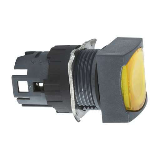 Mayer-DDS-Head for illuminated push button, Harmony XB6, yellow square flush pushbutton Ø 16 spring return 12...24 V-1