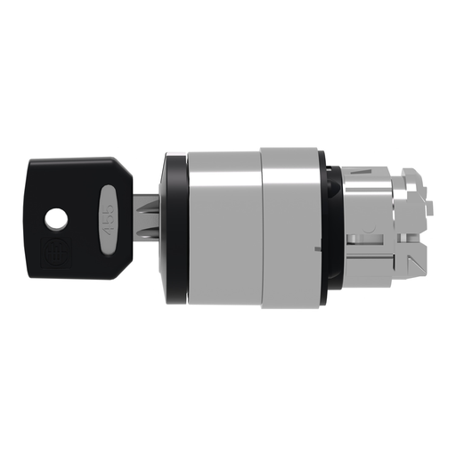 Mayer-DDS-Head for key selector switch, Harmony XB4, black key, 22mm, 3 positions, left center key withdrawal, key 455-2