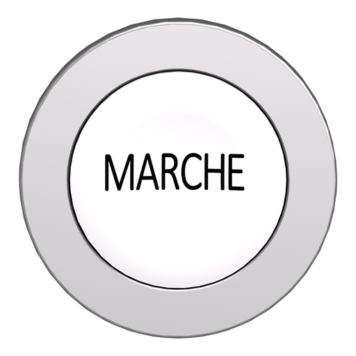 Mayer-DDS-Head for illuminated push button, Harmony XB4, metal, white flush, 30mm, spring return, black marked MARCHE-2