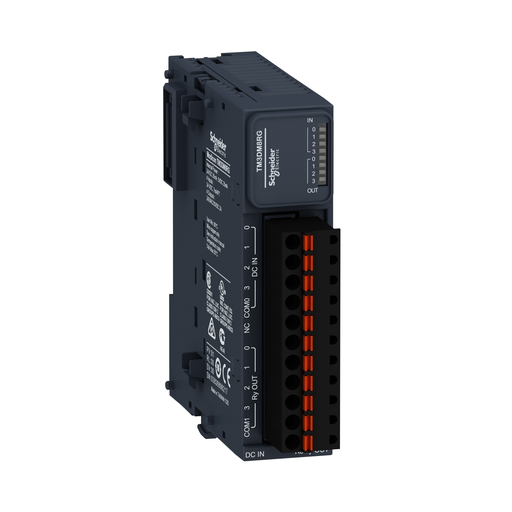 Mayer-DDS-discrete I/O module, Modicon TM3, 8 IO, 4 inputs, 4 relay outputs, spring, 24V DC-1