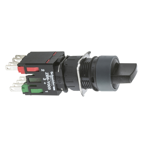 Mayer-DDS-Selector switch, Harmony XB6, black round, 16mm, 2 positions, stay put, 1NO-1