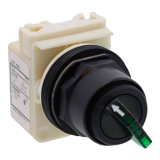 Product image for Square D 9001SK11J35G 30 mm 2-Position Green Maintained Knob Illuminated Selector Switch Operator