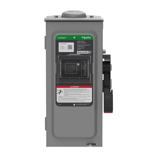Mayer-DDS-Safety switch, VisiPacT, heavy duty, fused, viewing window, NEMA 3R, 240V, 30A, 2 pole, neutral installed-2