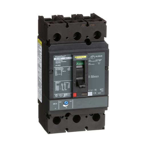 Product image for Square D JDL36200 600 Volt 200 Amp Molded Case Circuit Breaker
