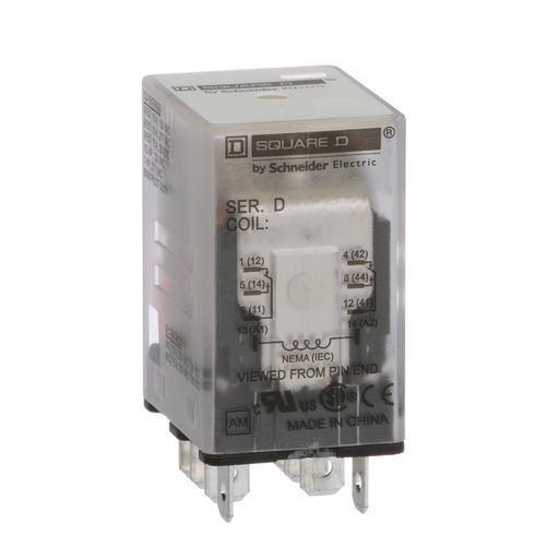Product image for Square D 8501RS42V20 120 VAC 10 Amp DPDT 2CO Socket Mount AC Operated Miniature Plug-In Relay