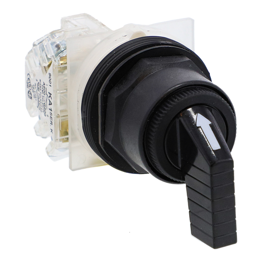Product image for Square D 9001SKS43FBH13 30 mm 10 Amp 600 VAC/VDC 1NO 1NC 3-Position Round Knob Non-Illuminated Selector Switch
