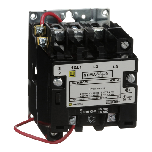 Product image for Square D 8502SBO2V02S 110/120 VAC 18 Amp 3-Pole Open Type Full Voltage Non-Reversing Magnetic Contactor