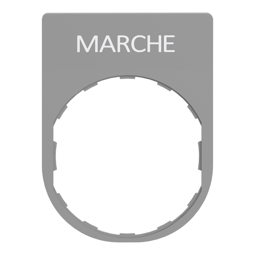 Mayer-DDS-Legend plate, Harmony XB5, 30 x 40mm, grey bezel, white marked MARCHE-2