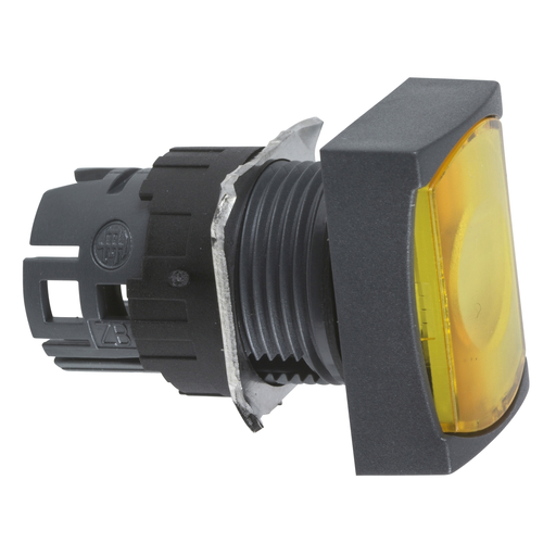 Mayer-DDS-Head for illuminated push button, Harmony XB6, yellow rectangular flush, 16mm, integral LED, spring return, 12…24V, unmarked-1