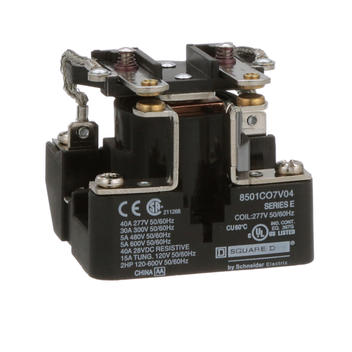 Product image for Square D 8501CO7V04 277 VAC 30 Amp 2-Pole DPST 2NO Panel Mount AC Operated Power Relay