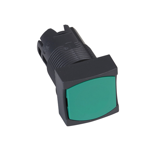 Mayer-DDS-Head for non illuminated push button, Harmony XB6, green square flush, 16mm, integral LED, spring return, unmarked-1