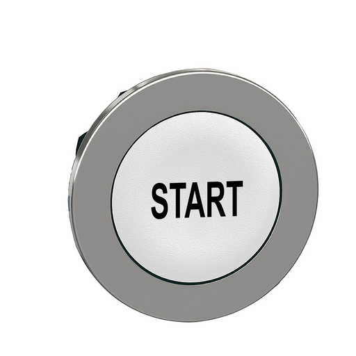 Mayer-DDS-Head for non illuminated push button, Harmony XB4, flush mounted white flush caps pushbutton black marked "START"-1