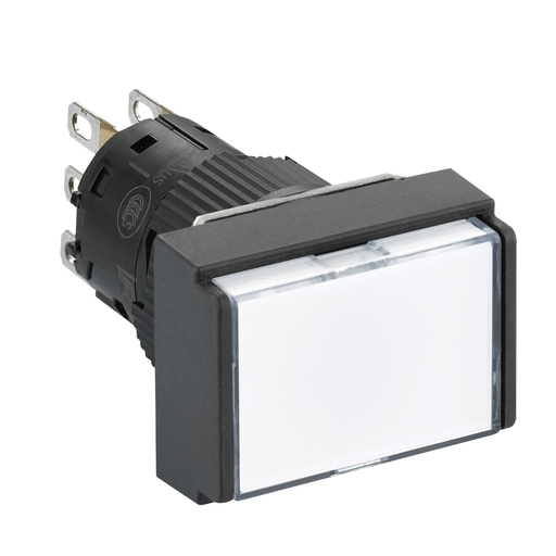 Mayer-DDS-Illuminated monolithic push button, Harmony XB6E, rectangle white flush, 16mm, spring return, 24V DC, 1CO-1