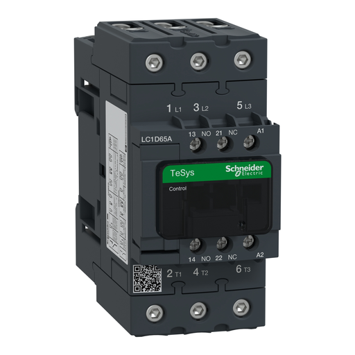 Mayer-DDS-IEC contactor, TeSys D, nonreversing, 65A, 40HP at 480VAC, up to 100kA SCCR, 3 phase, 3 NO, 600VAC 50/60Hz coil, open-1