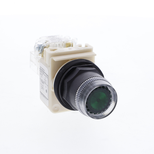 Product image for Square D 9001SK1L38LGGH13 30 mm 600 VAC Momentary 1NO 1NC Green Body Plastic Bezel Illuminated Push Button