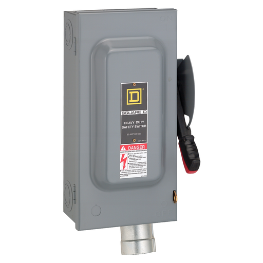Mayer-DDS-Safety switch, heavy duty, non fusible, 60A, 600VAC/DC, 3 poles, 60HP, NEMA 12K, Hubbellock receptacle-1