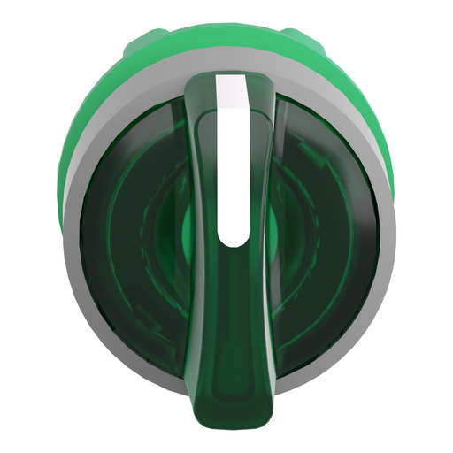Mayer-DDS-Head for illuminated selector switch, Harmony XB5, grey bezel, green handle, 22mm, universal LED, 3 positions-2
