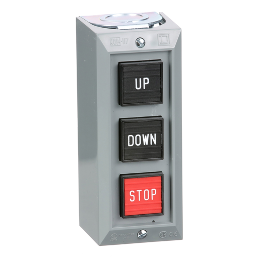 9001BG305 - Complete control station, Harmony 9001B, 3 push buttons UP-DOWN-STOP, 5A, 600V AC, NEMA 1