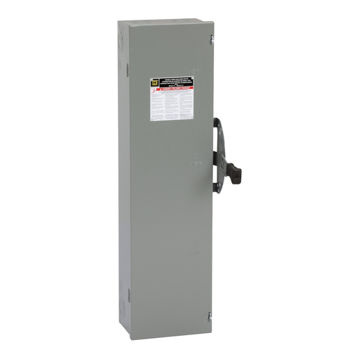 Product image for Square D DT363 600 VAC/VDC 100 Amp 75 Hp 3-Pole NEMA 1 Fusible Double Throw Safety Switch