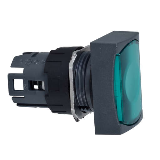 Mayer-DDS-Head for illuminated push button, Harmony XB6, green rectangular flush, 16mm, integral LED, spring return, 12…24V, unmarked-1