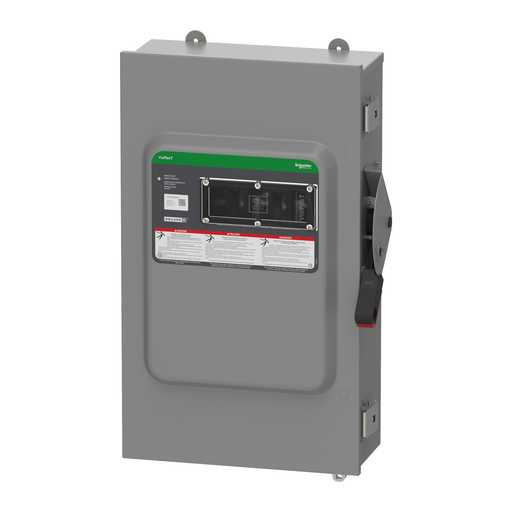 Mayer-DDS-Safety switch, VisiPacT, heavy duty, fused, viewing window, NEMA 12, 240V, 200A, 2 pole, neutral installed, ground lugs-2