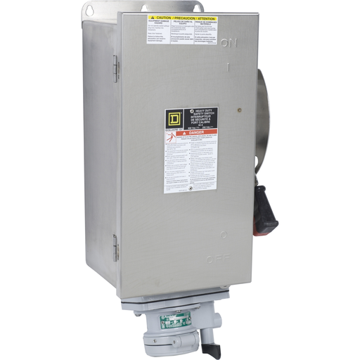 Mayer-DDS-Safety switch, heavy duty, fusible, 60A, 600VAC, 600VDC, 3 poles, 50hp, NEMA 4, 4X, 5, 304 steel, Appleton receptacle-1