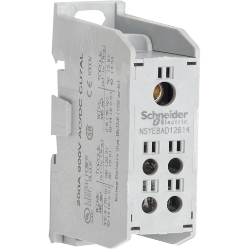 Mayer-DDS-Power distribution block, Linergy, enclosed, 1 line, 4 load, 200A Cu, 155A Al, 600V, Al lug, rail-1