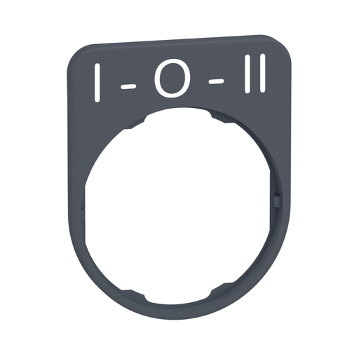 Mayer-DDS-Legend plate, Harmony XB5, 40 x 50mm, for flush mounted heads, grey bezel, white marked O-I-II-1