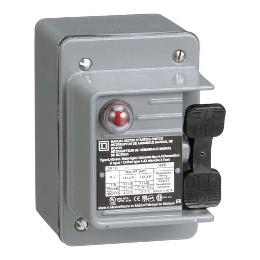 Product image for Square D 2510KW2C 600 VAC 230 VDC 30 Amp 10 Hp 3-Pole NEMA 4 3-Phase Manual Switch