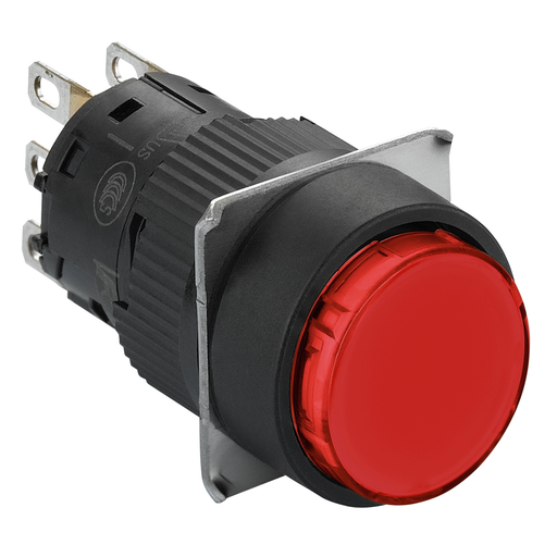 Mayer-DDS-Illuminated monolithic push button, Harmony XB6E, round red flush, 16mm, spring return, 24V DC, 1CO-1