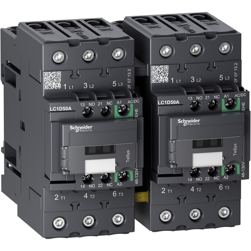 Mayer-DDS-Reversing contactor, TeSys Deca Advanced, 3P(3NO), AC-3/3e, <=440V, 50A, 48...130V AC/DC coil, EverLink BTR screws-1