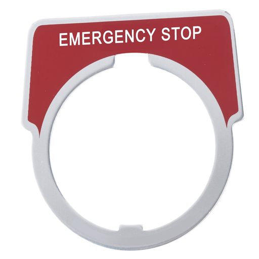9001KN205 - 30mm Push Button, Type K, aluminum legend plate, red, marked EMERGENCY STOP