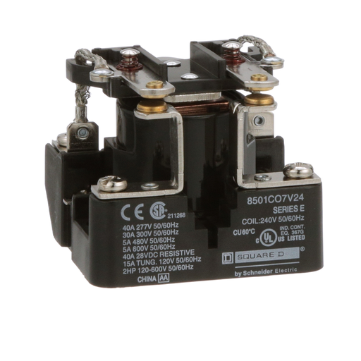 Product image for Square D 8501CO7V24 240 VAC 30 Amp 2-Pole DPST 2NO Panel Mount AC Operated Power Relay