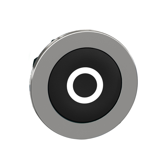 Mayer-DDS-Head for non illuminated push button, Harmony XB4, flush mounted black flush caps pushbutton white marked "O"-1