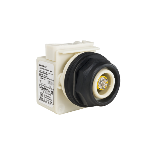 Product image for Square D 9001SKP35LY 30 mm 24/28 VAC/VDC Yellow Lens Plastic Bezel LED Standard Round Pilot Light