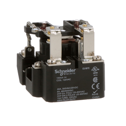 Product image for SQD 199AX-14 Power Relay, DPDT, ope