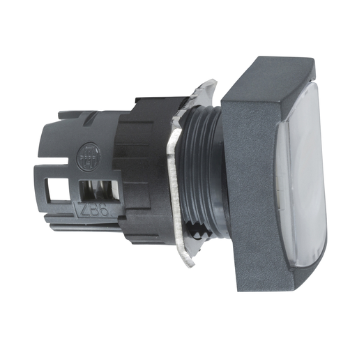 Mayer-DDS-Head for illuminated push button, Harmony XB6, white rectangular flush, 16mm, integral LED, latching, unmarked-1