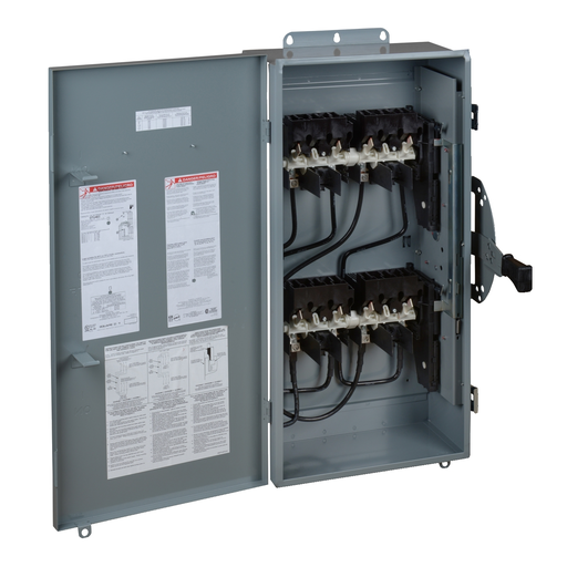 Product image for Square D DTU463 600 VAC/VDC 100 Amp 100 Hp 4-Pole NEMA 1 Non-Fusible Double Throw Safety Switch