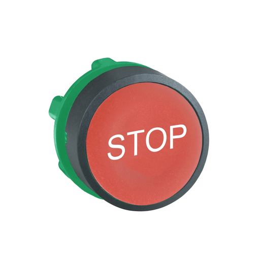 Picture of ZB5AA434 - Head for non illuminated push button, Harmony XB5, plastic, flush, red, 22mm, spring return, marked STOP