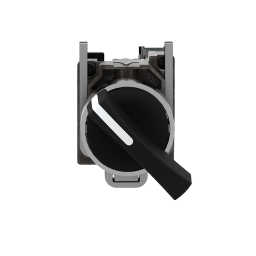 Mayer-DDS-Selector switch, Harmony XB4, metal ,black 22mm, long handle, 2 positions, stay put, 1NO-2