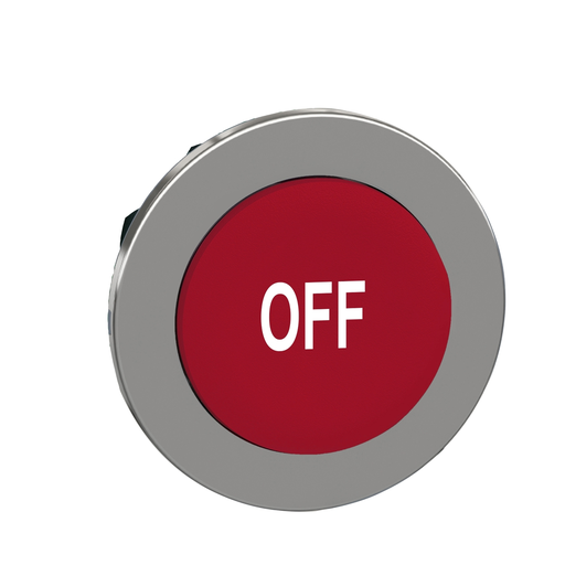 Mayer-DDS-Head for non illuminated push button, Harmony XB4, flush mounted red projecting pushbutton white marked "OFF"-1
