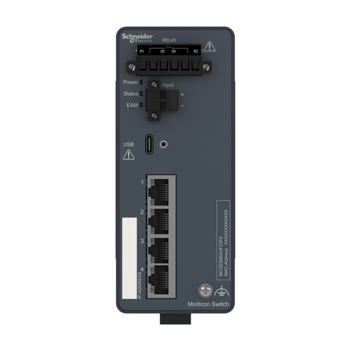 Mayer-DDS-network switch, Modicon Networking, managed switch, 4 ports for copper-2
