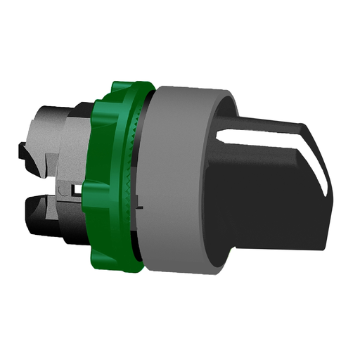 Mayer-DDS-Harmony XB5, Selector switch head, plastic, black, 22mm, 3 positions, stay put, grey bezel modif image-1