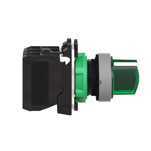 Mayer-DDS-Illuminated selector switch, Harmony XB5, grey bezel, green handle, 22mm, universal LED, 2 positions, 1NO + 1NC, 120V AC-2